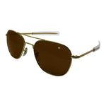 23K Gold Bayonet Cosmetan Brown Glass Lens Sunglasses USMC USAF USN