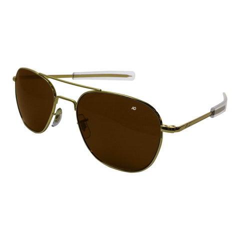 23K Gold Bayonet Cosmetan Brown Glass Lens Sunglasses USMC USAF USN