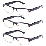 Newbee Fashion Unisex Classic Clubmaster Half Frame Stylish Designer Inspired High Fashion Spring Temple Clear Lens Eye Glasses