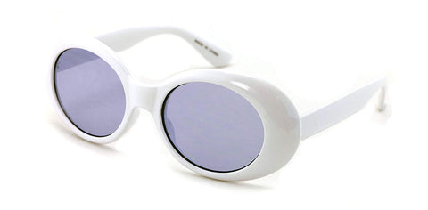 White Vintage Sunglasses UV400 Bold Retro Oval Mod Thick Frame Sunglasses Clout Goggles Pink Blue Yellow Lens