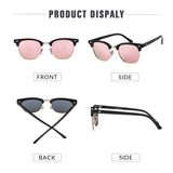 Polarized Sunglasses Women Men Classic Semi Rimless Frame Retro Sunglasses