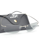 /Men Rimless Titanium Frame Polarized Sunglasses With Case
