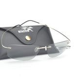 /Men Rimless Titanium Frame Polarized Sunglasses With Case