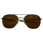 23K Gold Bayonet Cosmetan Brown Glass Lens Sunglasses USMC USAF USN