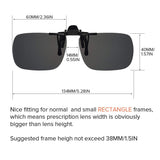 Polarized Rectangle Flip Up Clip On Sunglasses Over Prescription Glasses And Readers