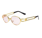 Retro Round Steampunk Sunglasses Metal Frame