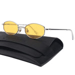 90's Vintage Small Oval Sunglasses Tinted Lens Tiny Metal Shades For Men Women 87156