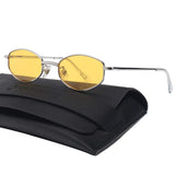 90's Vintage Small Oval Sunglasses Tinted Lens Tiny Metal Shades For Men Women 87156