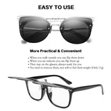 Clip On Polarized Sunglasses Cat Eye Flip for Prescription Glasses B2436