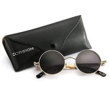 Retro Small Round Circle Steampunk Gothic Sunglasses for Men Women Metal Frame(46mm)