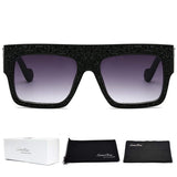 Flat Top Square Rhinestone Sunglasses Full Crystal Brand Eyewear