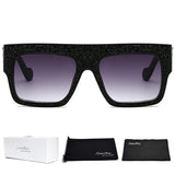 Flat Top Square Rhinestone Sunglasses Full Crystal Brand Eyewear