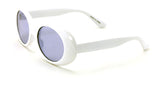 White Vintage Sunglasses UV400 Bold Retro Oval Mod Thick Frame Sunglasses Clout Goggles Pink Blue Yellow Lens