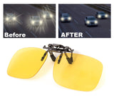 Clip on Polarized Sunglasses Plus Night Vision Flip up Anti reflective Anti Glare UV-400 To Wear Over Prescription Glasses