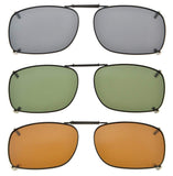 Metal Frame Rim Polarized Lens Clip On Sunglasses 2x1 7/16