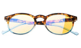 Quality Blue Light Blocking Glasses With Retro Oval Round Frame 0.0 Magnification - Digital Eye Strain Protection