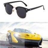 Semi Rimless Polarized Sunglasses, UV 400 Protection sunglasses for Men Half Metal Women BLACK.