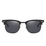 Classic Polarized Retro Sunglasses Al-Mg Semi-rimless Driving Sun Glasses