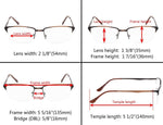 3-Pack Half-rim Brushed Metal Reading Glasses with Spring Hings