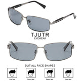 Mens Rectangular Sunglasses-Lagre Metal Frame, Polarized Lens for Men Driving/UV Protection