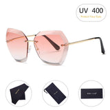 One Piece Rimless Sunglasses Women Cat Eye Glasses Oversized Candy Color Eyewear