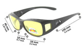 Fit Over HD Night Vision Driving Glasses Anti Glare polarized +car clip holder