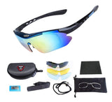 Polarized Sports Sunglasses, UV400 Protection,with 5 Interchangeable Lenses, TR90 Lightweight Frame, Cycling Glasses for Men and Women for Running Skiing Fishing Driving Hiking Riding