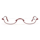 Vintage Alloy Semi Rimless Reading Glasses Men Women Half Frame Slim Glasses with Stylish Case T0340
