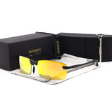 Men UV400 Rimless Aluminium-Magnesium Polarized Sunglasses For Driving Fishing Golf Outdoor
