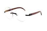 FBL Vintage Rimless Round Clear Lens Metal & Wood Feel Eyeglasses A101