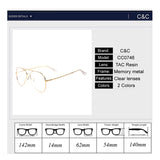 Classic Vintage Memory Metal Aviator Clear Lens Glasses Non-Prescription