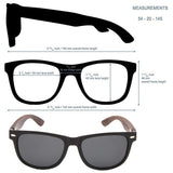 ROLLS PULIN Walnut Wood Wayfarer Sunglasses with Black Polarized Lenses UV 400 for Men or Women