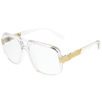 Classic Flat Top Metal Accented Temples Clear Lens Square Aviator Glasses 56mm