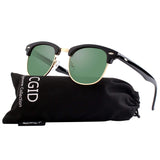 Classic Polarized Semi Rimless Unisex Horn Rimmed Sunglasses Mens Womens
