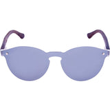 Round Reflective Wood Sunglasses For Women & Men with Special One Piece Style Polarized Lens and with Wood Box