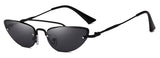 Vintage Slender Petals Shape Arc Temple Cat eye Sunglasses Skinny Design Glasses
