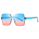 Oversized Square Candy Colors Transparent Lens Rimless Frame Unisex Sunglasses