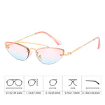 Vintage Slender Petals Shape Arc Temple Cat eye Sunglasses Skinny Design Glasses