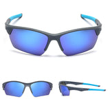 Sports Sunglasses for Men Women, Wrap Semi Rimless Frame Flash Mirror Lens
