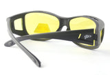 Fit Over HD Night Vision Driving Glasses Anti Glare polarized +car clip holder
