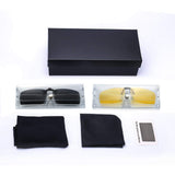 Clip on Sunglasses for Prescription Glasses, Flip Up Rimless Anti Glare Night Vision Lens for Driving Fishing, 2 PACK
