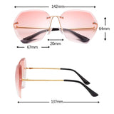 One Piece Rimless Sunglasses Women Cat Eye Glasses Oversized Candy Color Eyewear