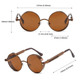 Steampunk Round Sunglasses, Vintage Hippie Circle Sunglasses with Metal Frame for Men Women