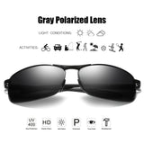Rectangular Polarized Sunglasses Al-Mg Alloy Temple Spring Hinge UV400