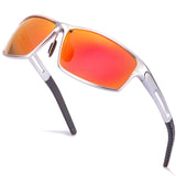 Mens Mirrored Sunglasses-Sports Large Metal Frame with Polarized Lens for Driving,Fishing,Golf
