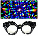 Padded Diffraction Goggles - Rave Steampunk EDM Welder Gothic Raver Costume Fashion - Chrome Copper White Black