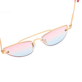 Vintage Slender Petals Shape Arc Temple Cat eye Sunglasses Skinny Design Glasses