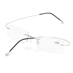 Memory Lightweight Titanium Stainless Steel Rimless Reading Glasses with Light Lenses 1004