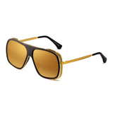 Flat Top Mirrored Designer Sunglasses Square Clear Lenses Metal Shades Men Women