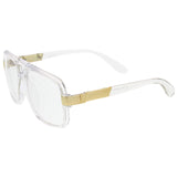 Classic Flat Top Metal Accented Temples Clear Lens Square Aviator Glasses 56mm